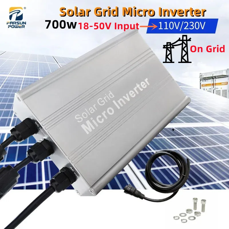 Grid Tie Microinverter 700W Dc18-50V Pv A Ac Uscita Monofase 110V 220V Identificazione Automatica Utility Gird Inverter Solare
