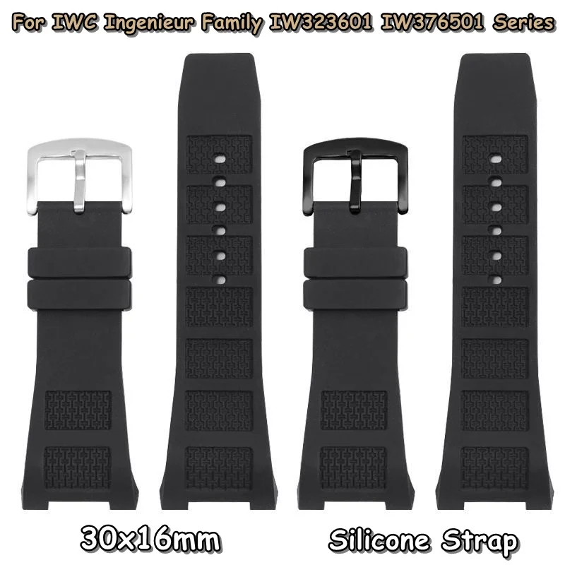 Cinturino Per Orologio In Silicone 30X16Mm Per Iwc Ingenieur Family Iw323601 Iw376501 Iw322503 Serie Per Cinturino Curvo Da Uomo