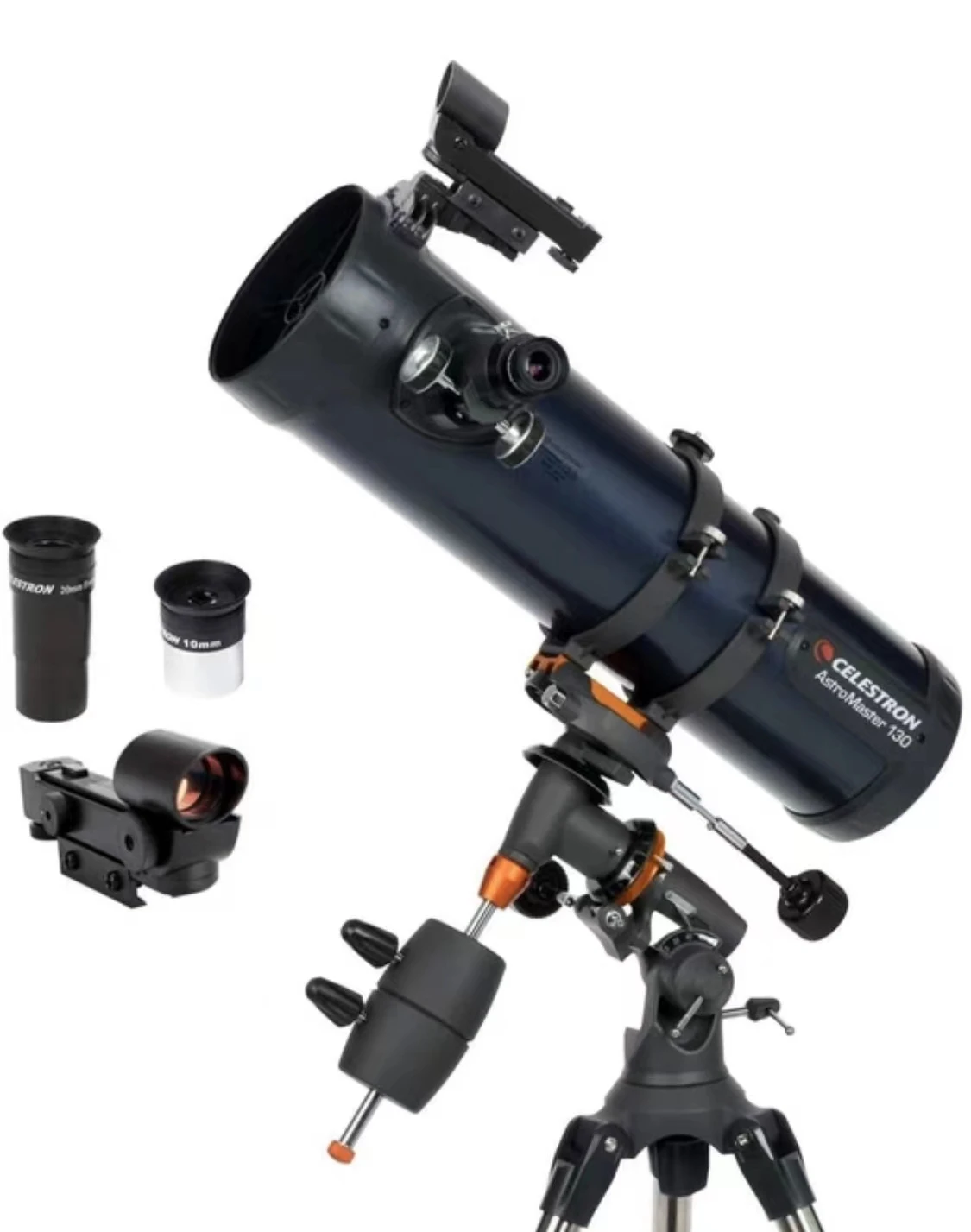 Celestron Astromaster 130 Eq Newtonian Riflettore Telescopio Red Dot Finderscope Cannocchiali Cg-3 Treppiede