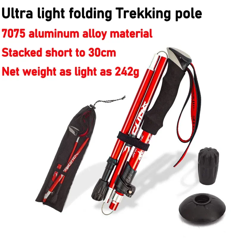 Bastone Da Trekking Pieghevole In Lega Di Alluminio Ultra Leggero Ultra Corto Bastone Telescopico Bastone Da Trekking All'Aperto Bastone Telescopico B