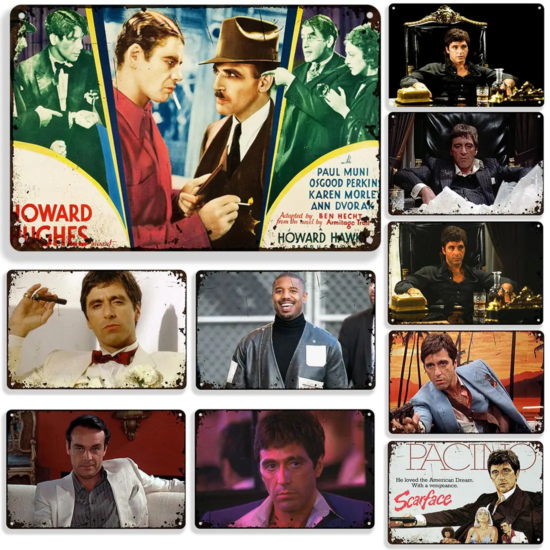 Classic Movie Poster Scarface Metal Sign Segno Decorativo Retro Sign Wall Plate Pub Cafe Bar Cinema Theatre Club Home Wall Decor