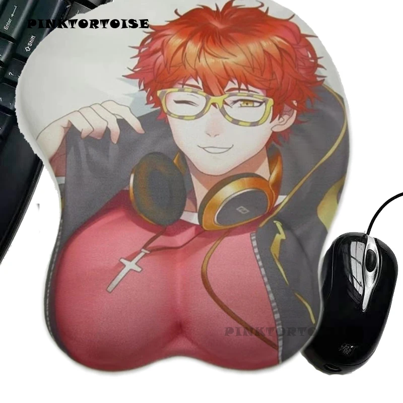 Tappetino Per Mouse 3D Pin、 Toise Anime Mystic 707 Messenger Saeyoung Choi 3D Soft Chest Mouse Pad Mat Poggiapolsi Petto Mouse Mat