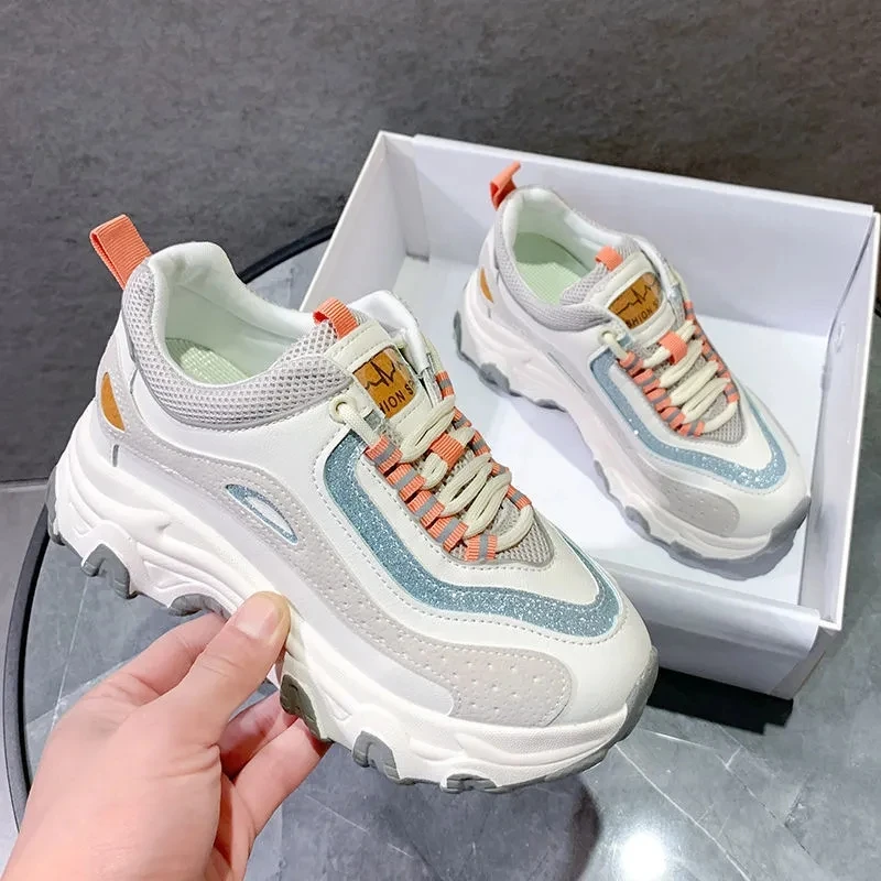 Nuove Scarpe Da Ginnastica Firmate Piattaforma Donna Scarpe Casual Sneakers Moda Piattaforma Basket Femme Lace-Up Casual Off White Chunky Shoes