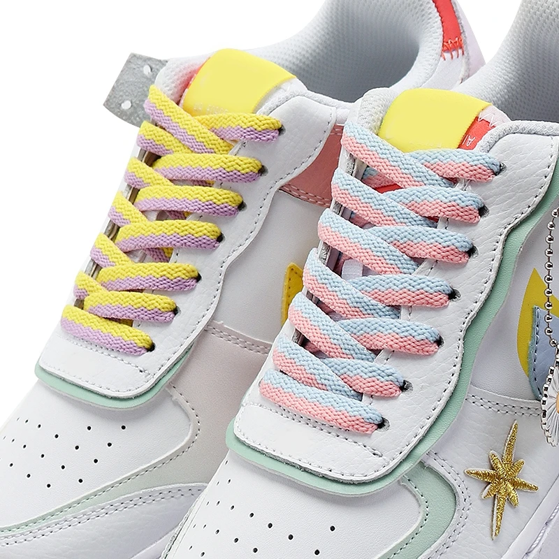 1 Pai Off White Lacci Delle Scarpe Sneaker Piatta Lacci Delle Scarpe Tessitura Di Precisione Bicolore Per Lacci Delle Scarpe Af1 Accessori Per Scarpe 