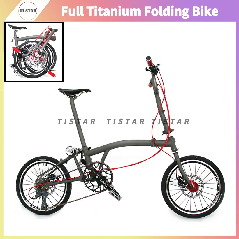Bicicletta Pieghevole In Titanio Per Brompton Freno Esterno A 6 Velocità V Full Ti Frame Superlight Bicicletta Può Personalizzare Chpt3