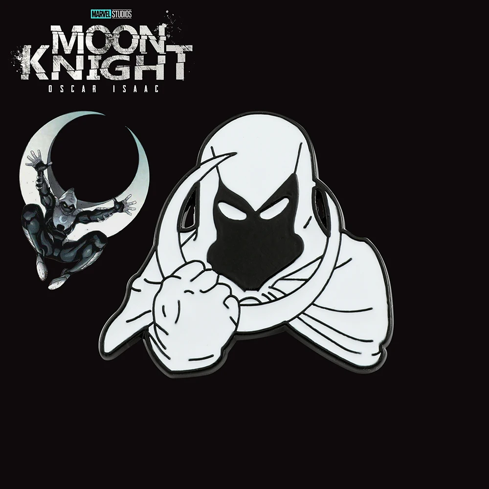 Supereroe Moon Knight Badge Spilla Da Bavero Disnes Marvel Legend Hero Marc Spector Spilla Smaltata Per Vestiti Accessori Per Gioielli Regali