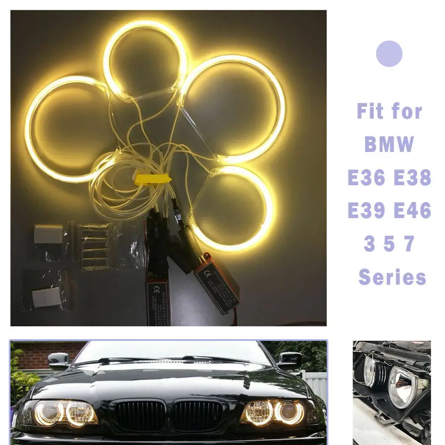 Ccfl Angel Eye Halo Light Ring Adatto Per Bmw E46 E39 E38 E36 Yellow