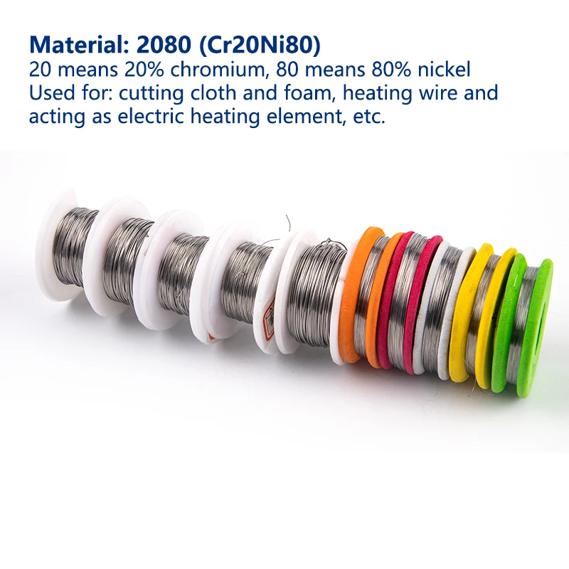 20 M/Rotolo Cr20 Ni80 Filo Riscaldante Diametro 0.1-0.5Mm Filo Nichrome Taglio Schiuma Resistenza Fili Lega Riscaldamento Filato Mentos