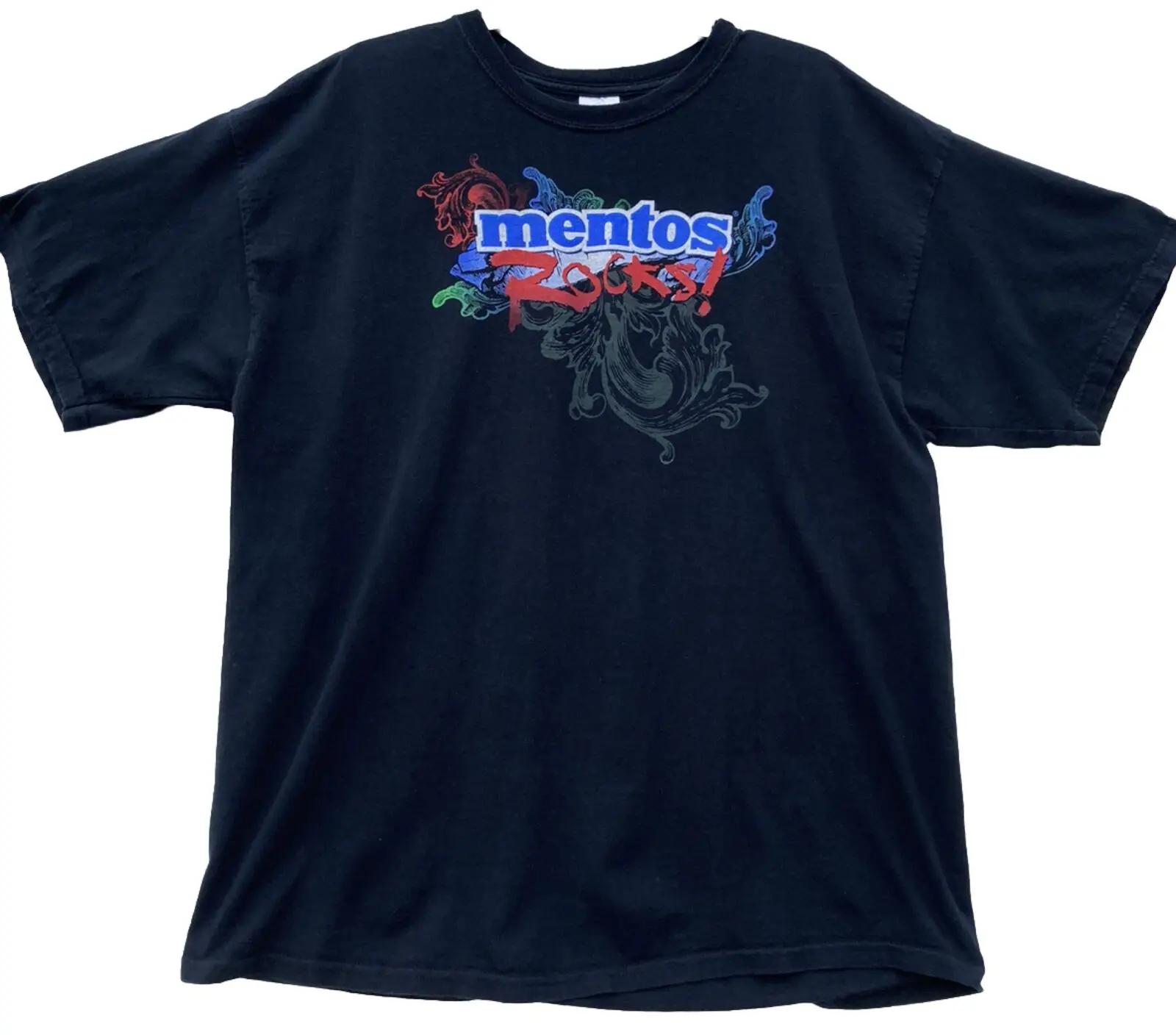 Maglietta Vintage Mentos Rocks Taglia Nera Xl Maniche Lunghe O Corte A Doppia Faccia