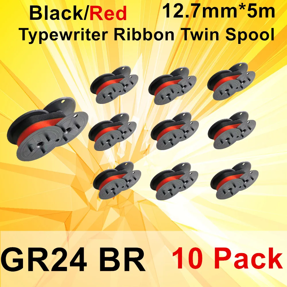 10Pk Bobina Di Inchiostro Per Macchina Da Scrivere Nastro Twin Spool Underwood Nastro Per Macchina Da Scrivere Gr24Br Gr24 Br - Black & Red - Bsie Typ