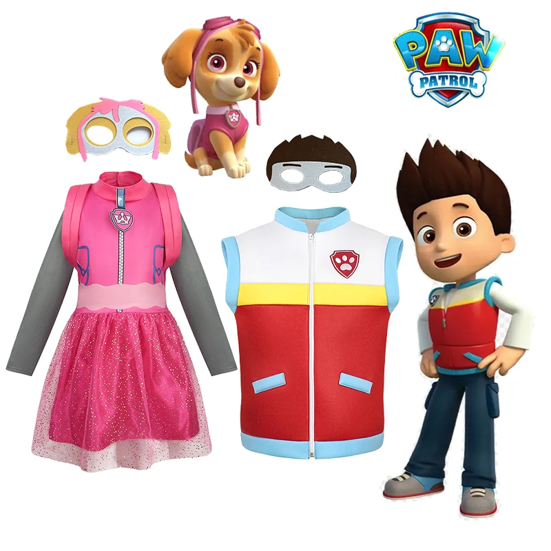 Paw Patrol Cosplay Cartoon Costume Kids Christmas Stage Performance Outfit Costume Ryder Skye Dress Up Boy Girl Birthday Gift