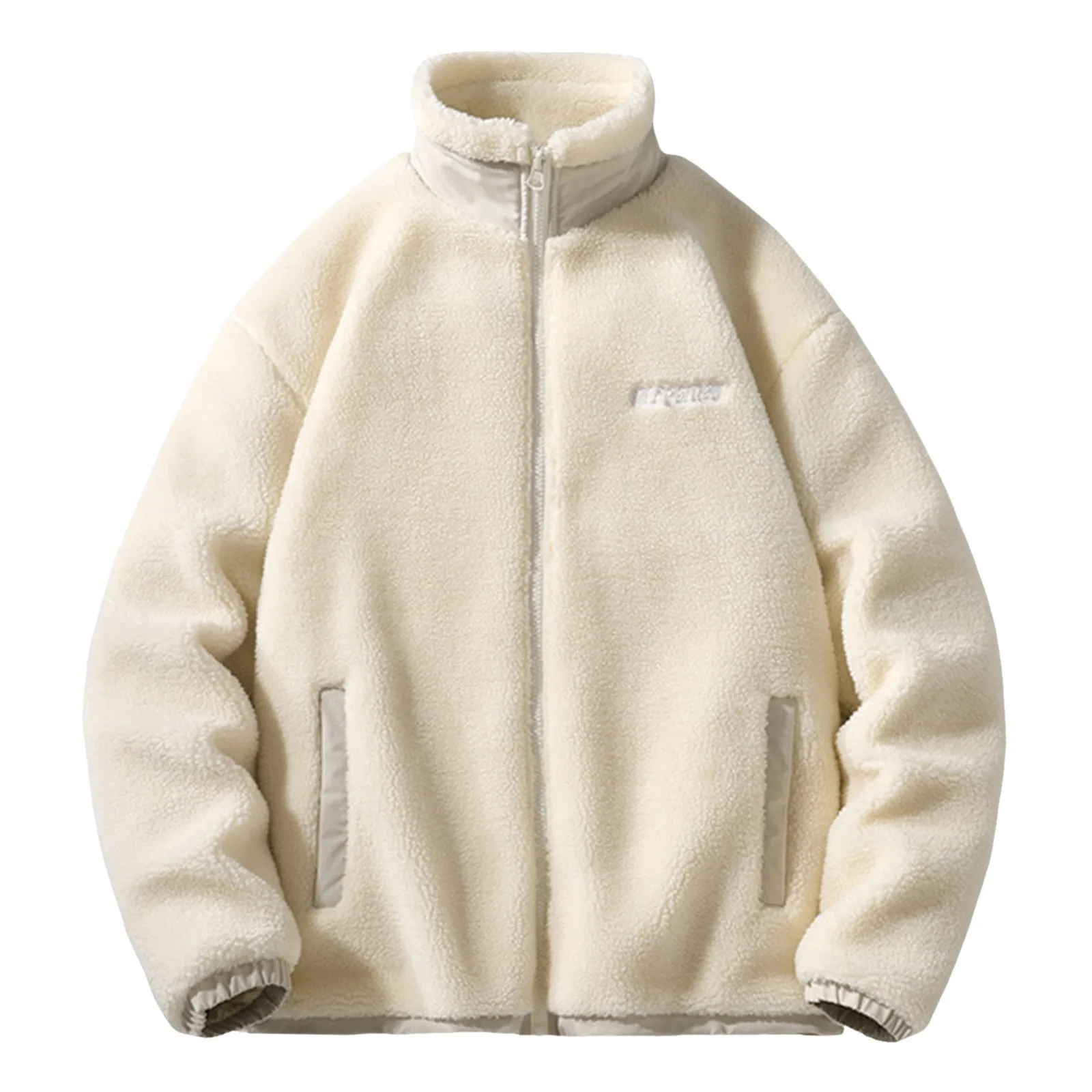 Giacca Patchwork Maschile Capispalla Teddy Fleece Con Colletto Rialzato Giacca Invernale Giacca Felpata Con Zip Mountain Tech Jacket
