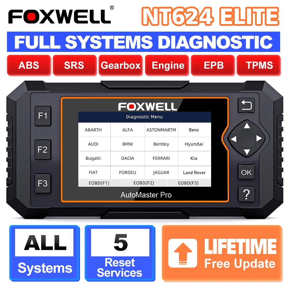 Foxwell Nt624 Elite Obd2 Scanner Diagnostico Automobilistico Tutto Il Sistema Epb Lettore Di Codici Di Ripristino Dell'Olio Controllo Motore Odb Obd 2
