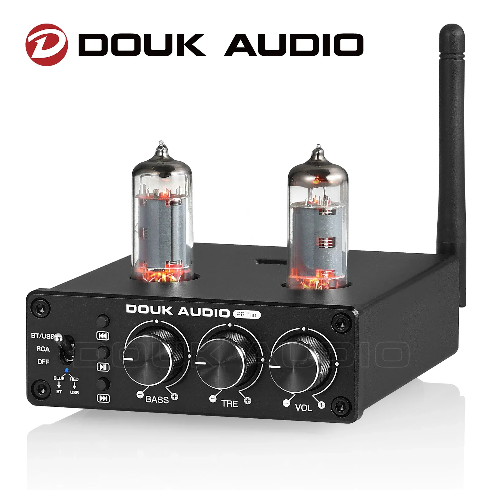 Douk Audio Mini Vacuum Tube Preamp Hifi Bluetooth 5.0 Audio Stereo Pre-Amplificatore Lettore Usb Con Controllo Dei Bassi Alti