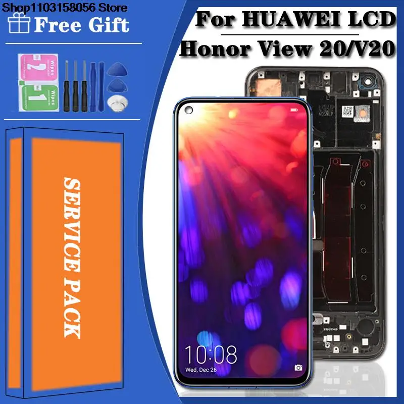 Display Lcd Originale Touch Screen Digitizer Assembly, Huawei Honor View 20, Pct-Al10, Pct-Tl10, Pct-L29, V20, 6,4"