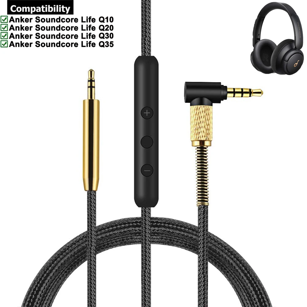 Cavo Di Prolunga Per Cavo Intrecciato In Nylon Di Ricambio Ofc Cavo Aux Da 3.5Mm Per Cuffie Anker Soundcore Life Q35 Q30 Q20 Q10