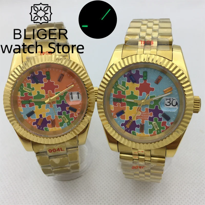 Bliger 36Mm 39Mm Nh35A Pt5000Movement Orange Tiffany Blue Dial Orologio Automatico Da Uomo Con Bracciale Jubilee/Oyster In Vetro Zaffiro