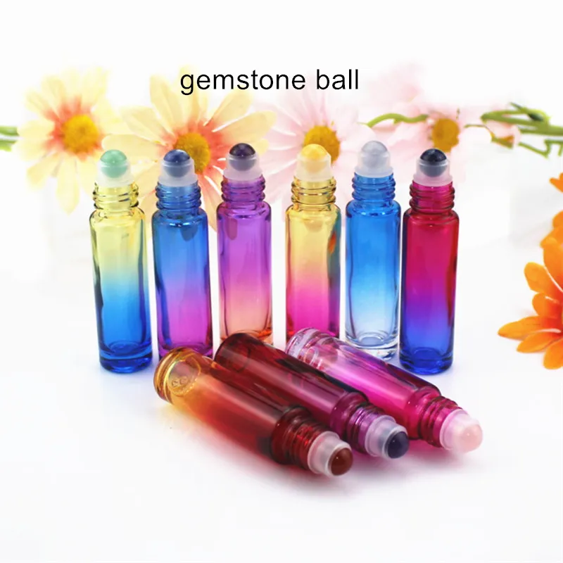 Flacone A Sfera Con Rullo Di Pietre Preziose Naturali 1Pc 10Ml Di Olio Essenziale Di Doterra Spesso Roll On Bottles Contenitore Di Profumo Per Cosmeti