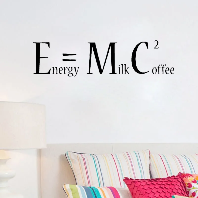 Adesivo Murale Caffè Energy = Milk Coffee Square E = Mc2 Adesivo Rimovibile | Funny Kitchen Wall Decor L108
