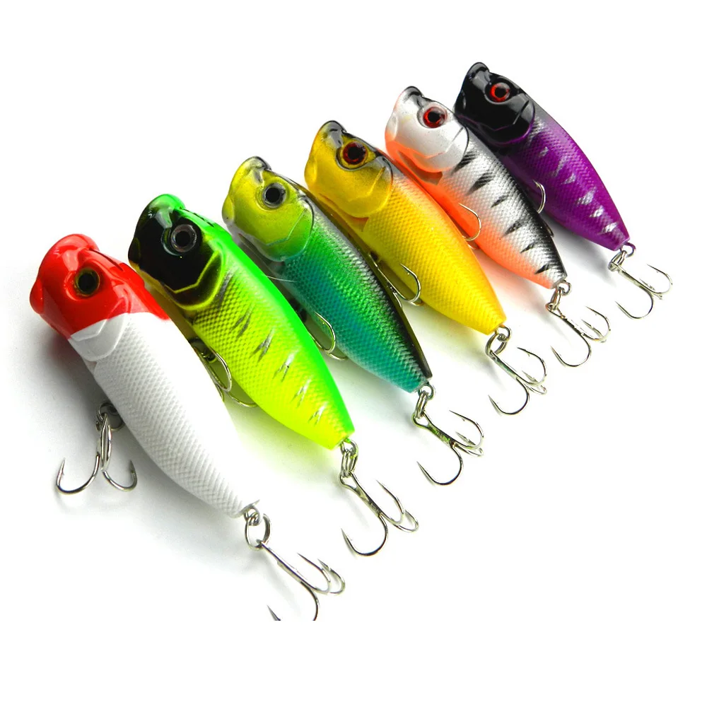 6Pcs Popper Fishing Lure 6.5Cm/11.8G Fishing Popper Lure Crankbaits Fishing Bait Popper 6 # Hook Pesca Tackle Accessori