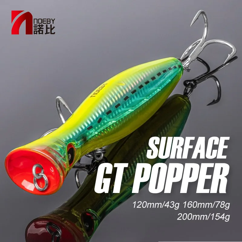 Noeby 12 Cm43G 16 Cm78G 20 Cm154G Big Game Popper Fishing Lures Topwater Wobbler Artificiale Hard Bait Per Gt Saltwater Fishing Lure