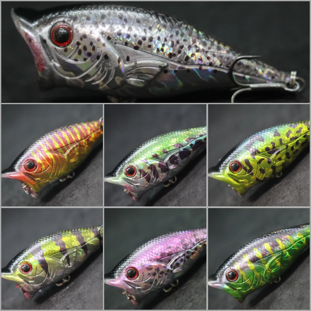 Wlure Topwater Popper Fishing Lure 6Cm 10.5G Zigzag Walking Large Open Mouth Make More Water Splash Acqua Dolce T626