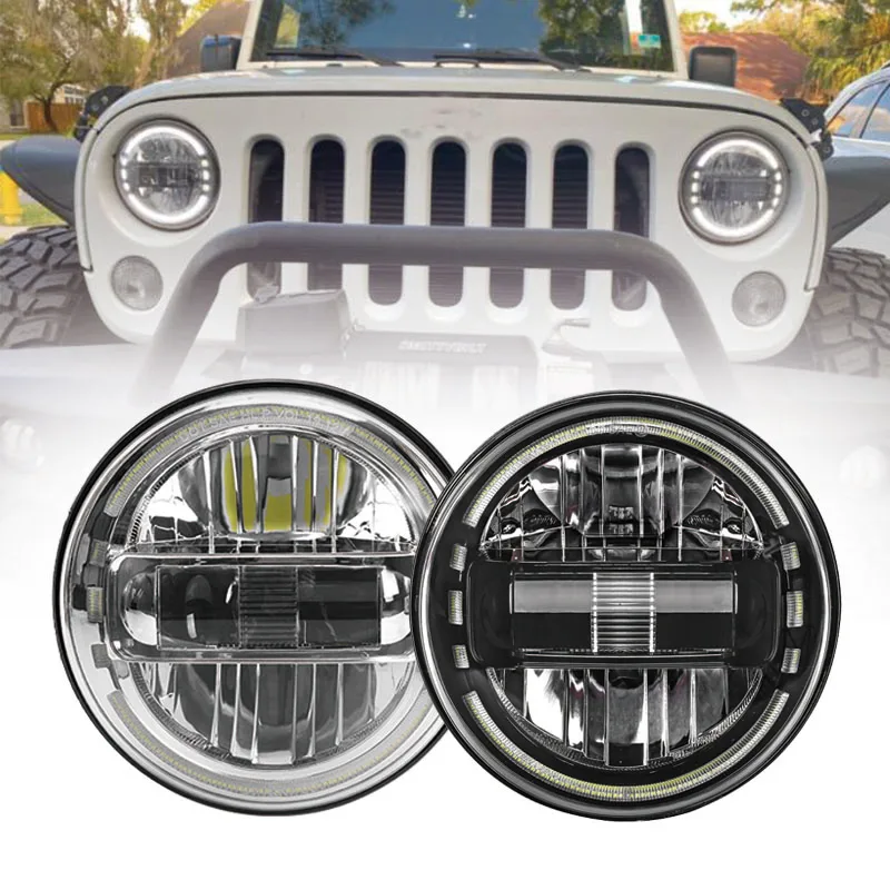 Accessori Auto 7 Pollici Led Faro H4 Per Jeep Wrangler Offroad Faro Impermeabile Per Suzuki Samurai Lada 4X4 Urban Niva