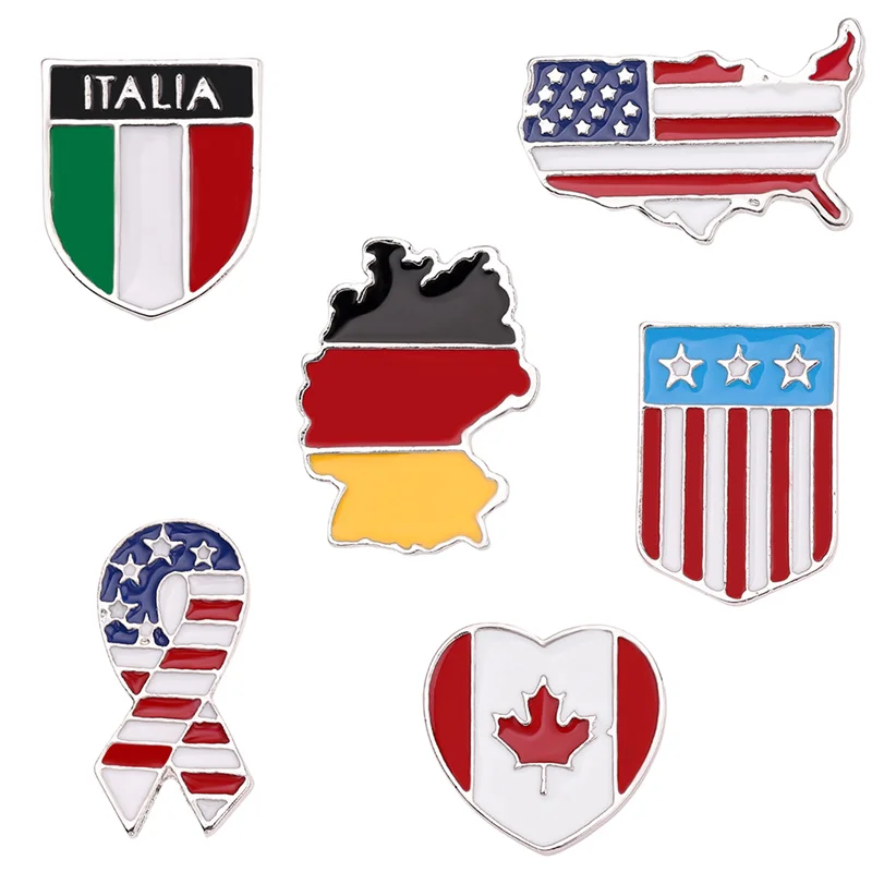 Spilla Bandiera Nazionale Canada Italia Stati Uniti Germania Bandiere Bottone Spilla S Distintivi Strisce Spille Regali Gioielli