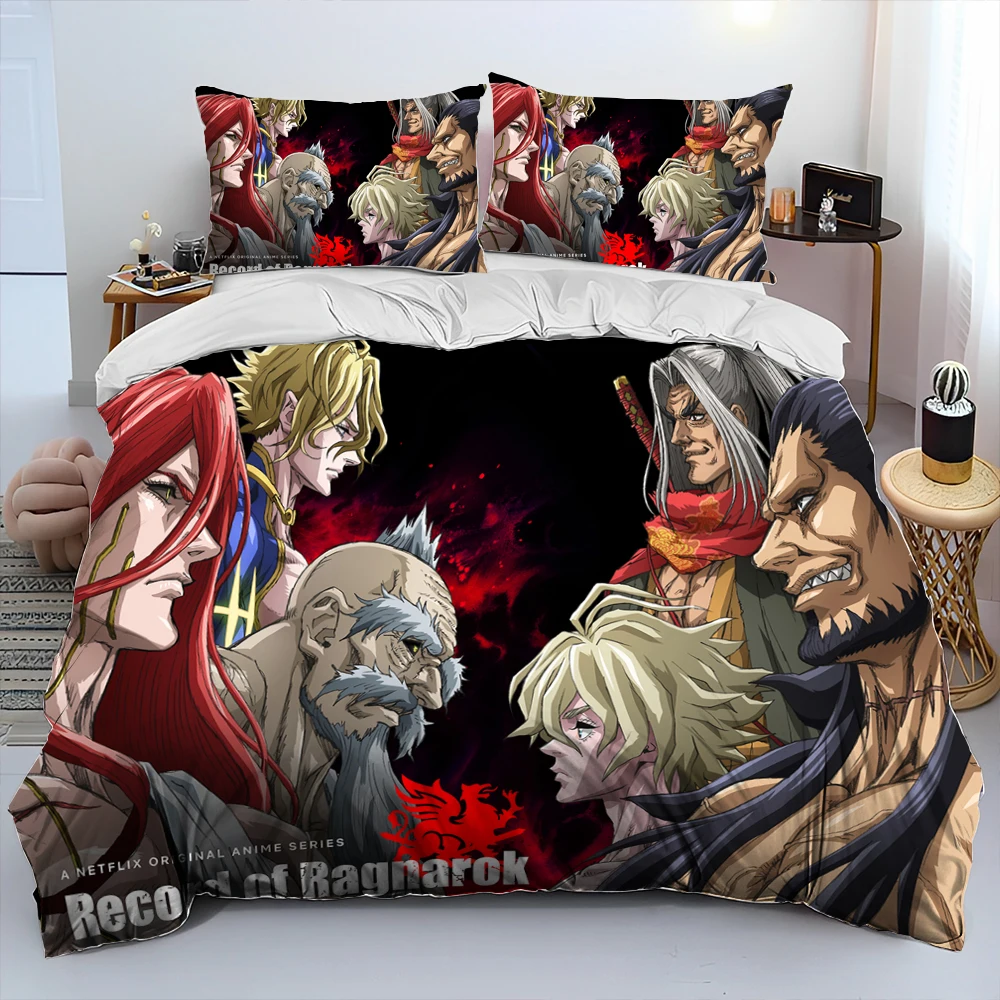 3D Anime,Record Di Ragnarok, Set Di Biancheria Da Letto Piumino Cartone Animato, Set Copripiumino Copripiumino Federa, Set Di Biancheria Da Letto King