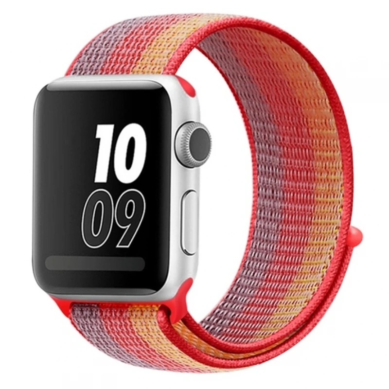 Cinturino Compatibile Per Apple Watch 1 2 3 (42 Mm) / 4 5 (44 Mm) Rosso Nero # Apple Watch Series 2 - 42 Mm (A1758) # Apple Watch Series 3 - 42 Mm (A1