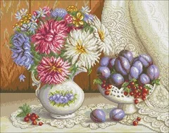 Yixiao Contato Punto Croce Kit Punto Croce Rs Cotone Con Punto Croce Haejbgqs Panna-1294 Natura Morta Fiore