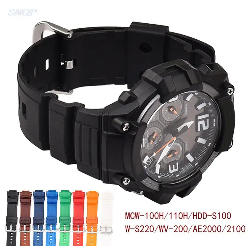 Cinturino In Resina Per Casio Mcw-100H/110 H/W-S220/Hdd-S100 Wv-200/Ae-2000/2100 Tpu Silicone Sport Cinturino Da Polso Impermeabile