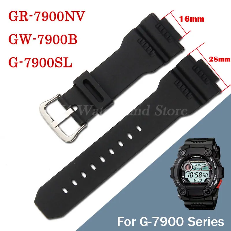 Cinturino In Silicone Per G-7900Sl Gw-7900B Gr-7900Nv Cinturino In Gomma G7900 Cinturino Di Ricambio In Gomma Impermeabile 16*28Mm