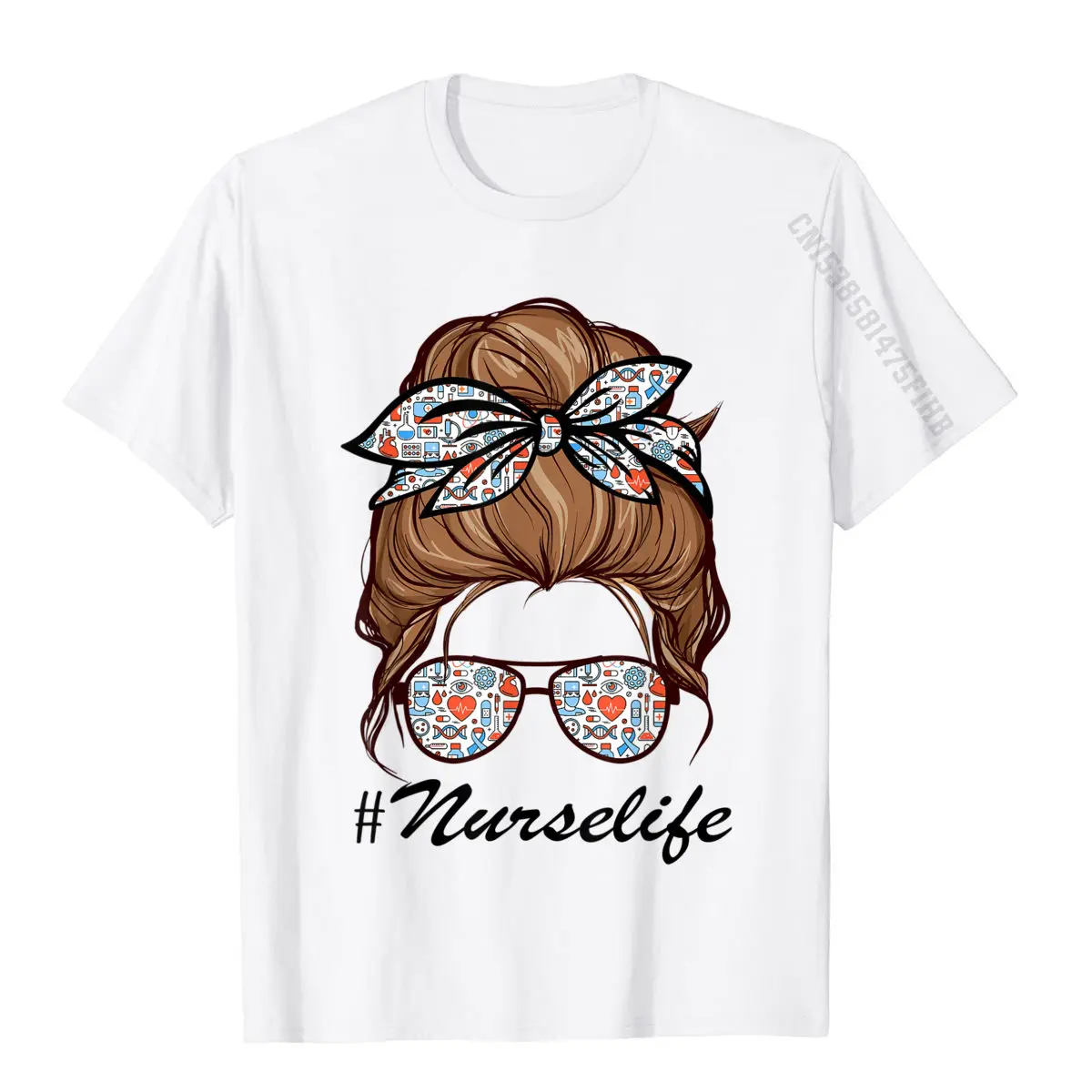 Nurse Life Funny Disordinato Bun Hair Glasses T-Shirt Design Casual T-Shirt Sconto Cotton Youth T Shirt