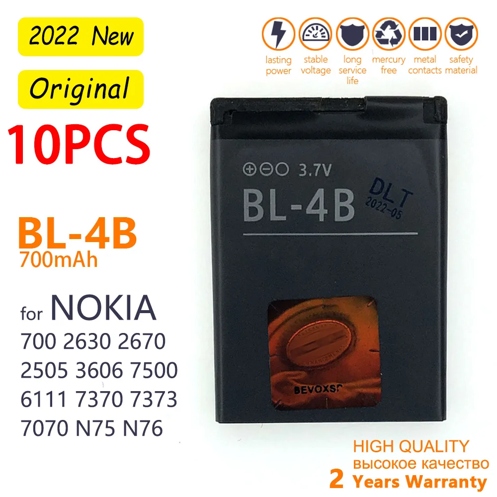 Genuino Bl-4B Bl 4B Per Nokia N76 5000 5320Xm 7070 2505 2630 2660 2760 7088 2730 6111 N75 Bl 4B 700Mah Batteria Ricaricabile