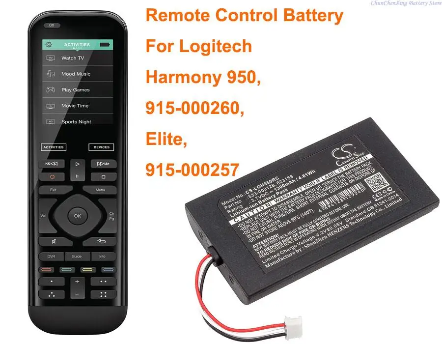 Batteria Orangeyu 1300Mah 533-000128, 623158 Per Logitech 915-000257, 915-000260, Elite, Harmony 950