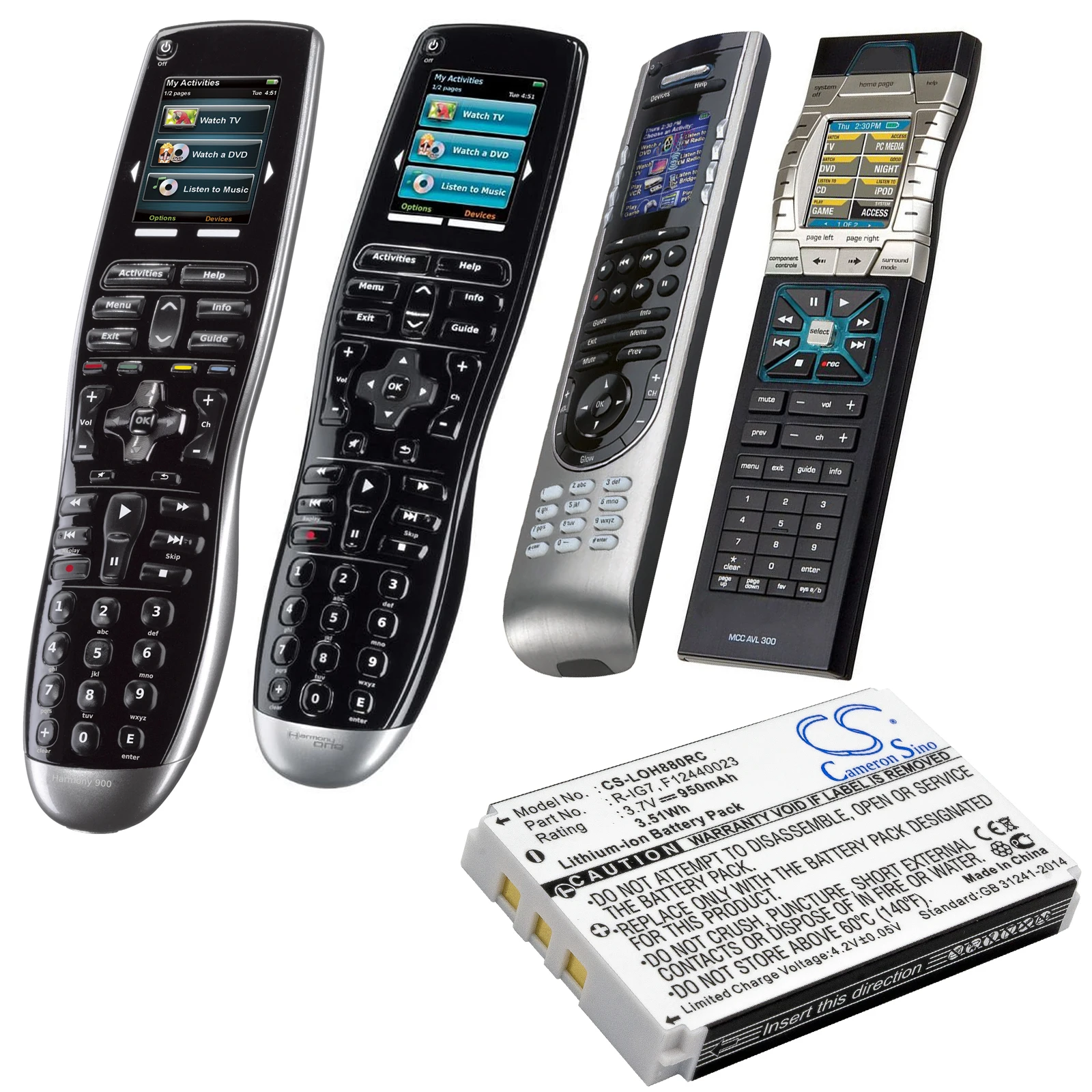 Batteria Del Telecomando Per Logitech Harmony 900 Remote, Harmony One, Mx-880, Mx-890, One, R-1G7, 1903040000, 190304-0004