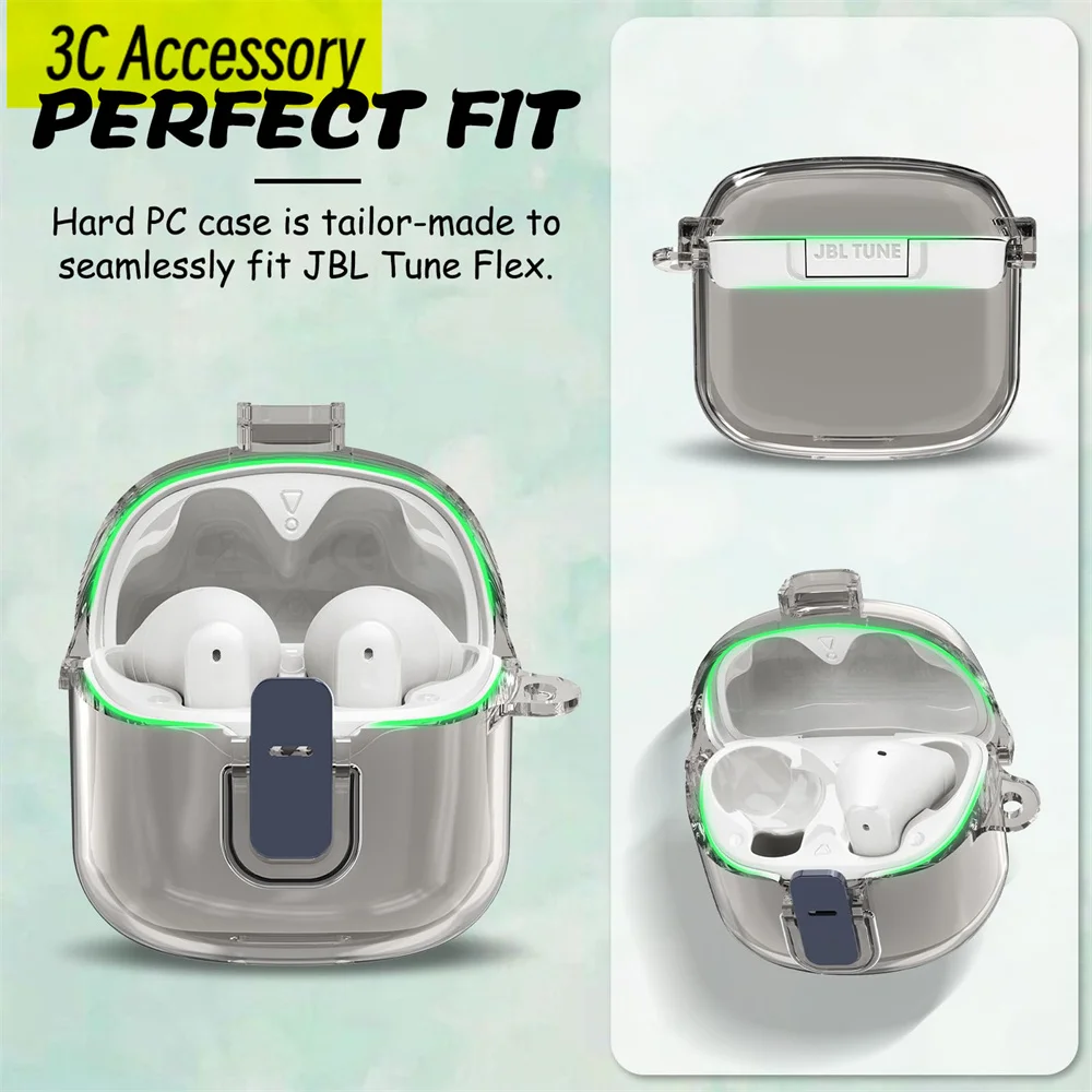 Nuova Custodia Per Jbl Tune Flexorize Anti-Drop Lock】Custodia Protettiva Antigraffio Per Pc Rigida Trasparente Per Jbl Tune Flex Con Custodia Portachi