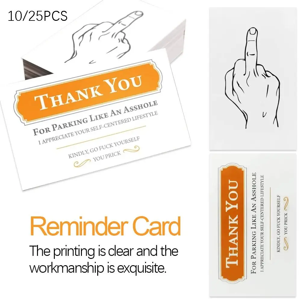 Universal Fun Middle Finger Card Segnale Di Avvertimento Carta Di Promemoria Parcheggio Irregolare Bad Parking Violation Stickers