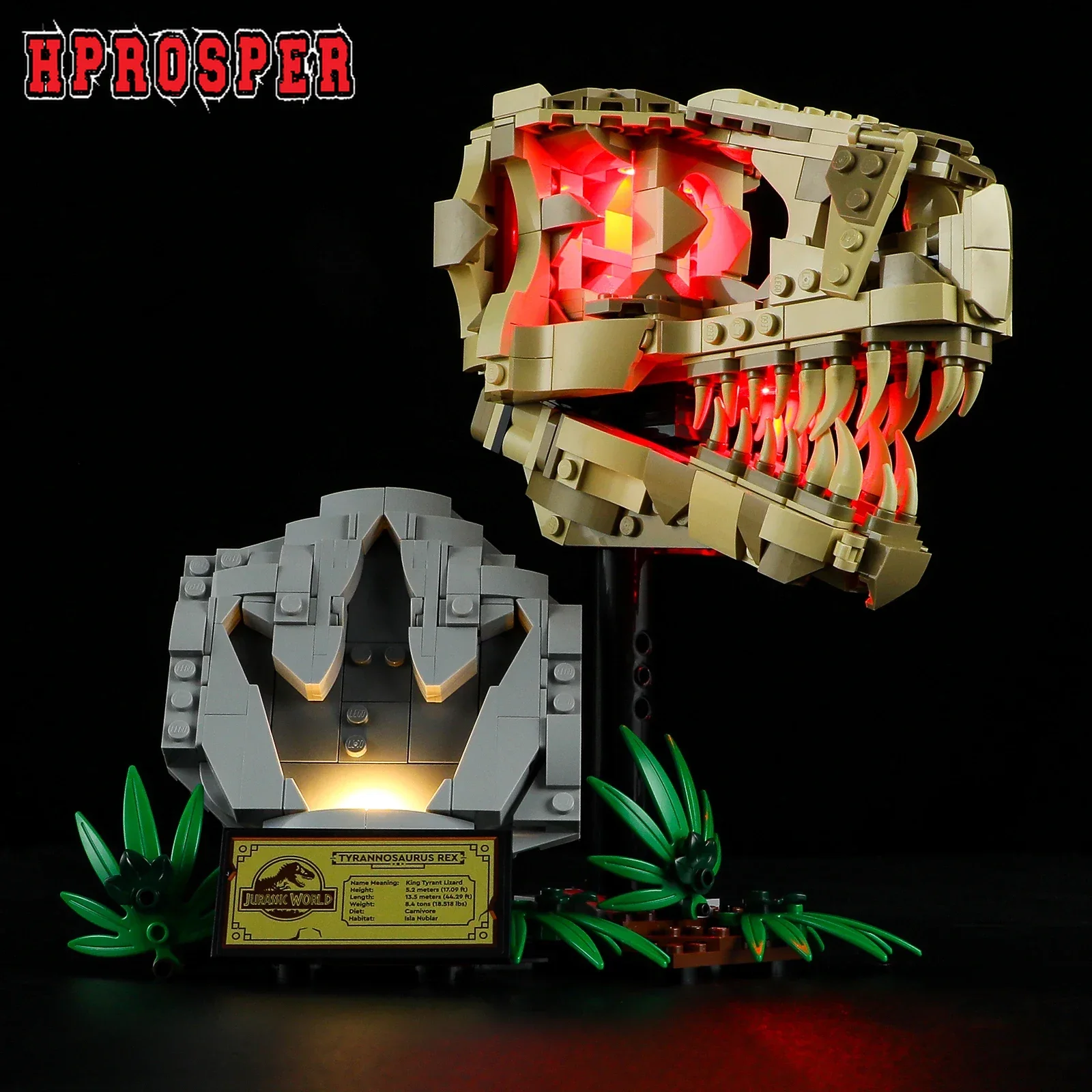 Hprosper 5V Led Light Per 76964 Fossili Di Dinosauro: Lampada Decorativa Con Teschio T. Rex (Non Includere Blocchi Di Costruzione Lego)
