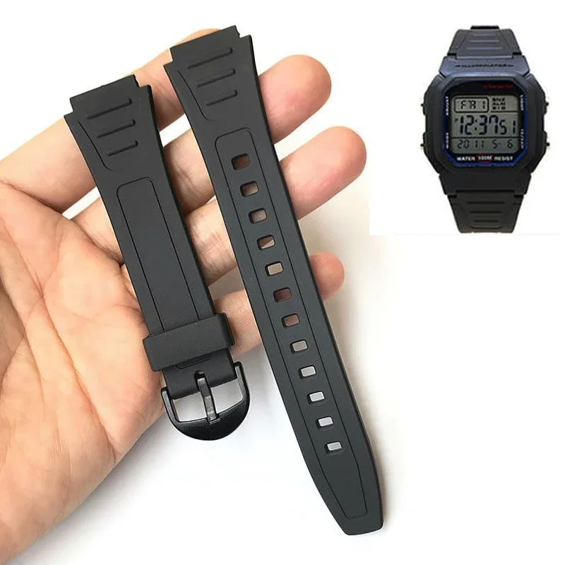 Per Casio G Shock Strap W-800H W-217H Aq-S800W Resina Gomma Giunto Convesso 18Mm Bracciale Accessori Per Orologi Cinturino