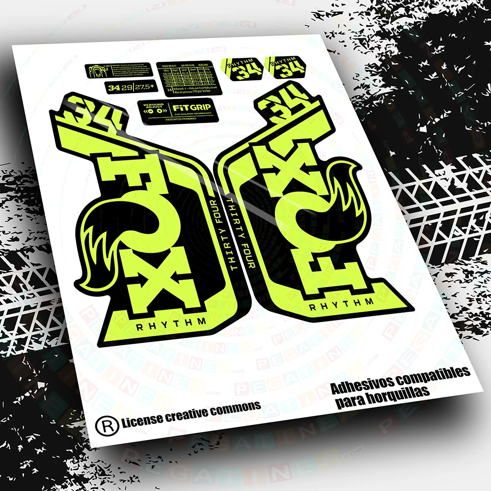 Fox 34 Rhythm 2023 Wp563 Accessori Ciclismo Vinile Mtb Bike Stickers