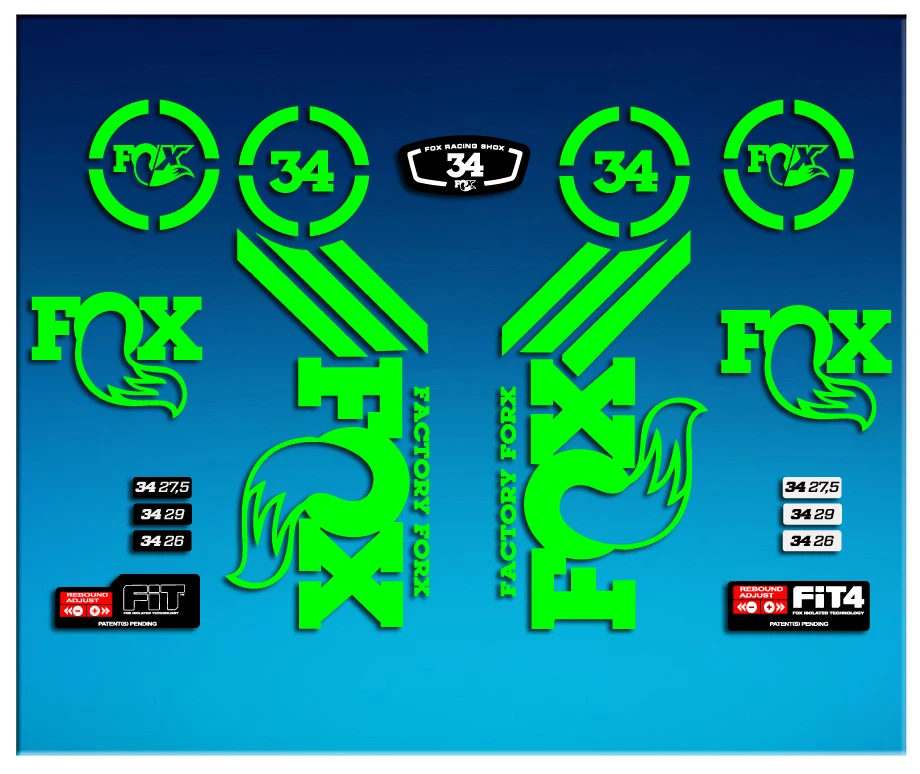 34 Am65 Fluoro Fox Hairpin Stickers Accessori Ciclismo Vinile Mountain Bike Mtb