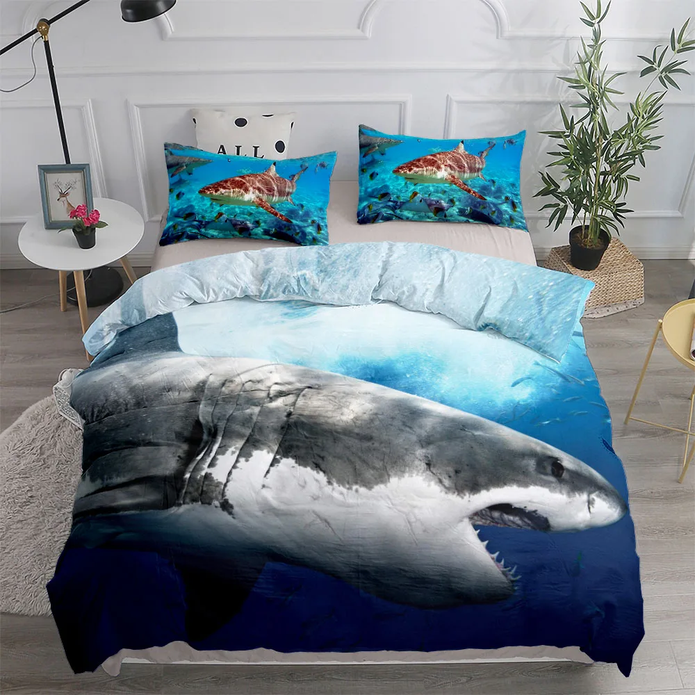 Sharks Underwater Bedding Set Small Single Twin Double Queen King Cal King Size Set Di Biancheria Da Letto
