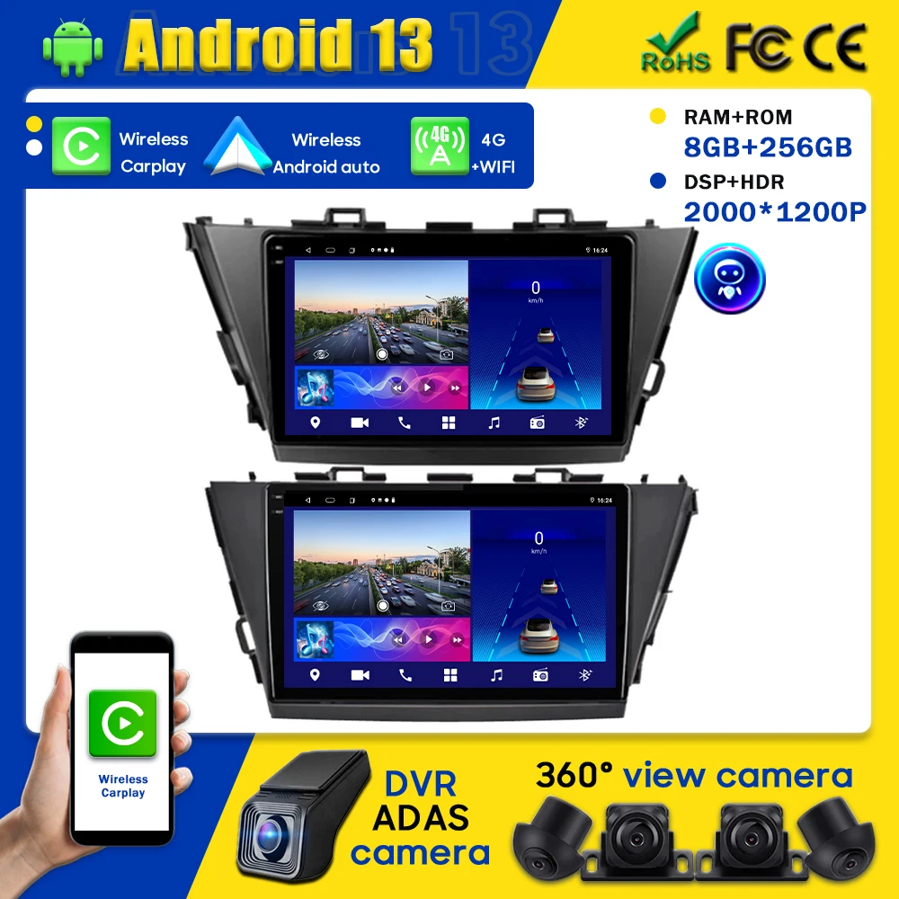 Radio Auto Dvd Android Per Toyota Prius V Plus Alpha Lhd Rhd 2012-2015 Player 4G Carplay Auto Bt Navigation Multimedia Dvd