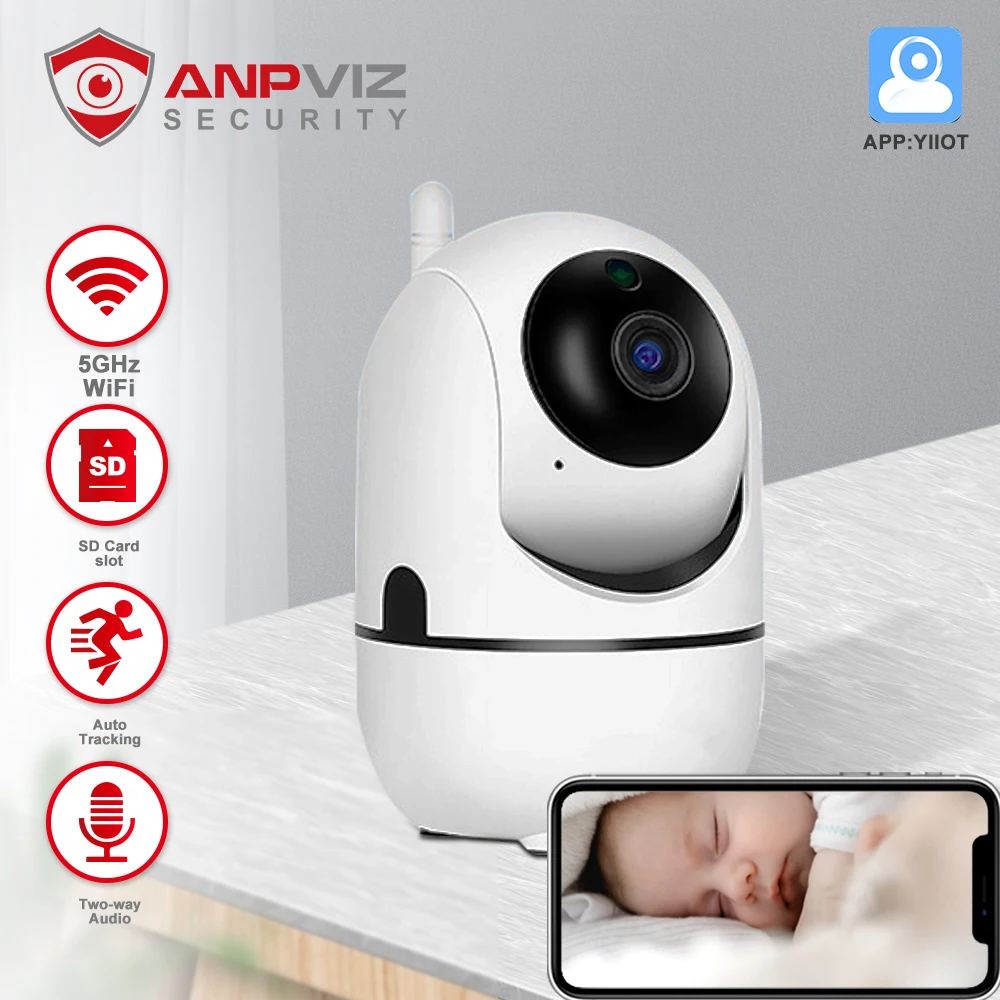 Anpviz 1080P Mini Ptz Camera Wifi Indoor Smart Baby Monitor Mini Wireless Ip Camera Support 5G Wifi Auto Tracking Yiiot App View