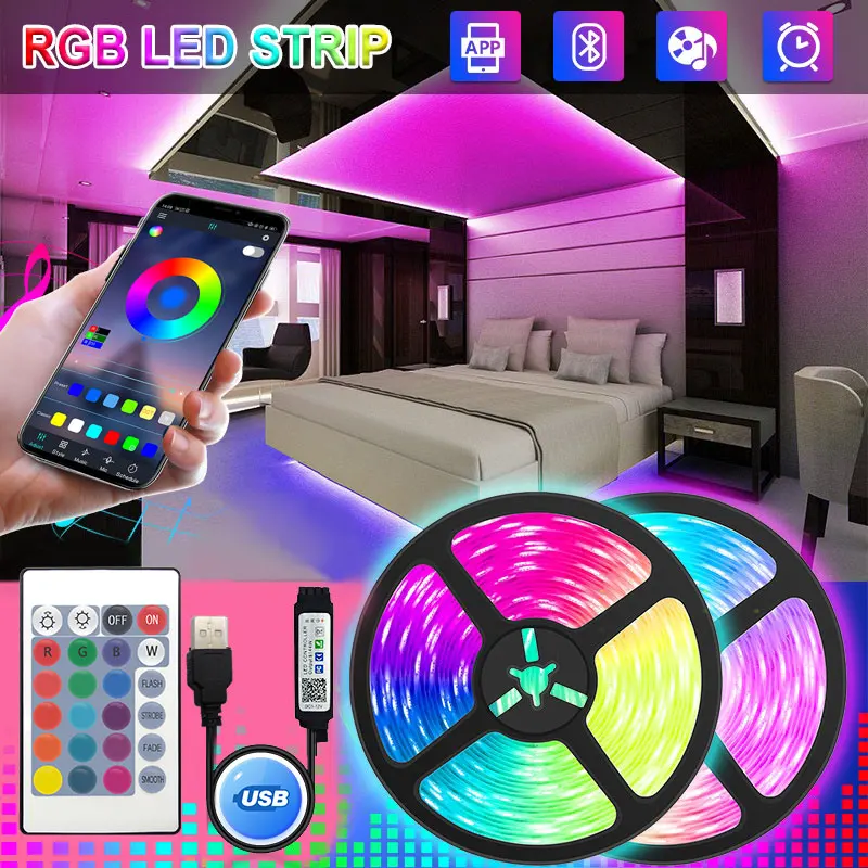 Led Strip Lights Navidad Game Room Decor Led 10M 20M Rgb 5050 Bluetooth Usb Tv Led Strip Neon Led Lights Christma Decoration