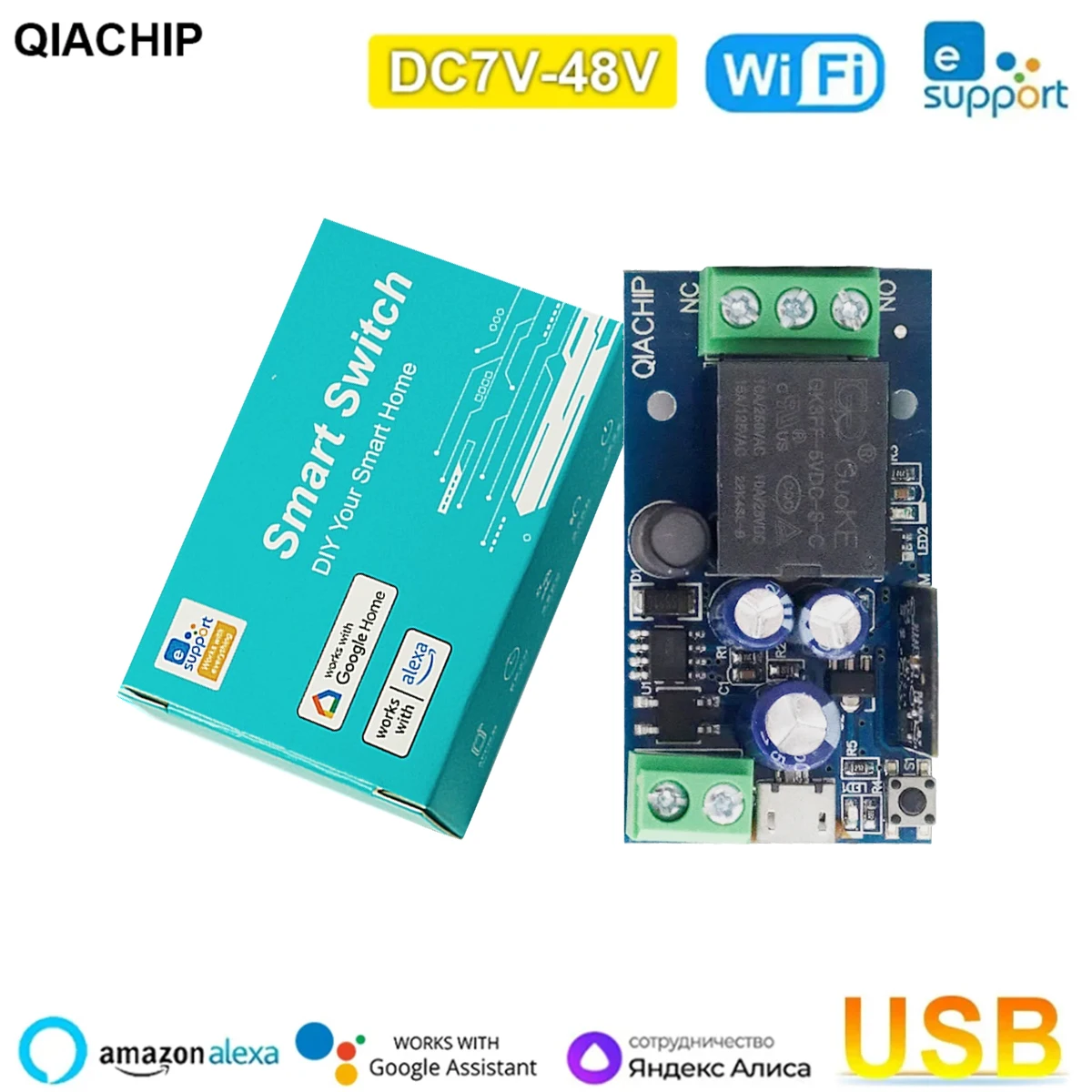 Ewelink Smart Wifi Relay Smart Switch Dc 5V 12V 24V 48V Wirelessremote Control 1 Way Alexa Googole Home Voice Control