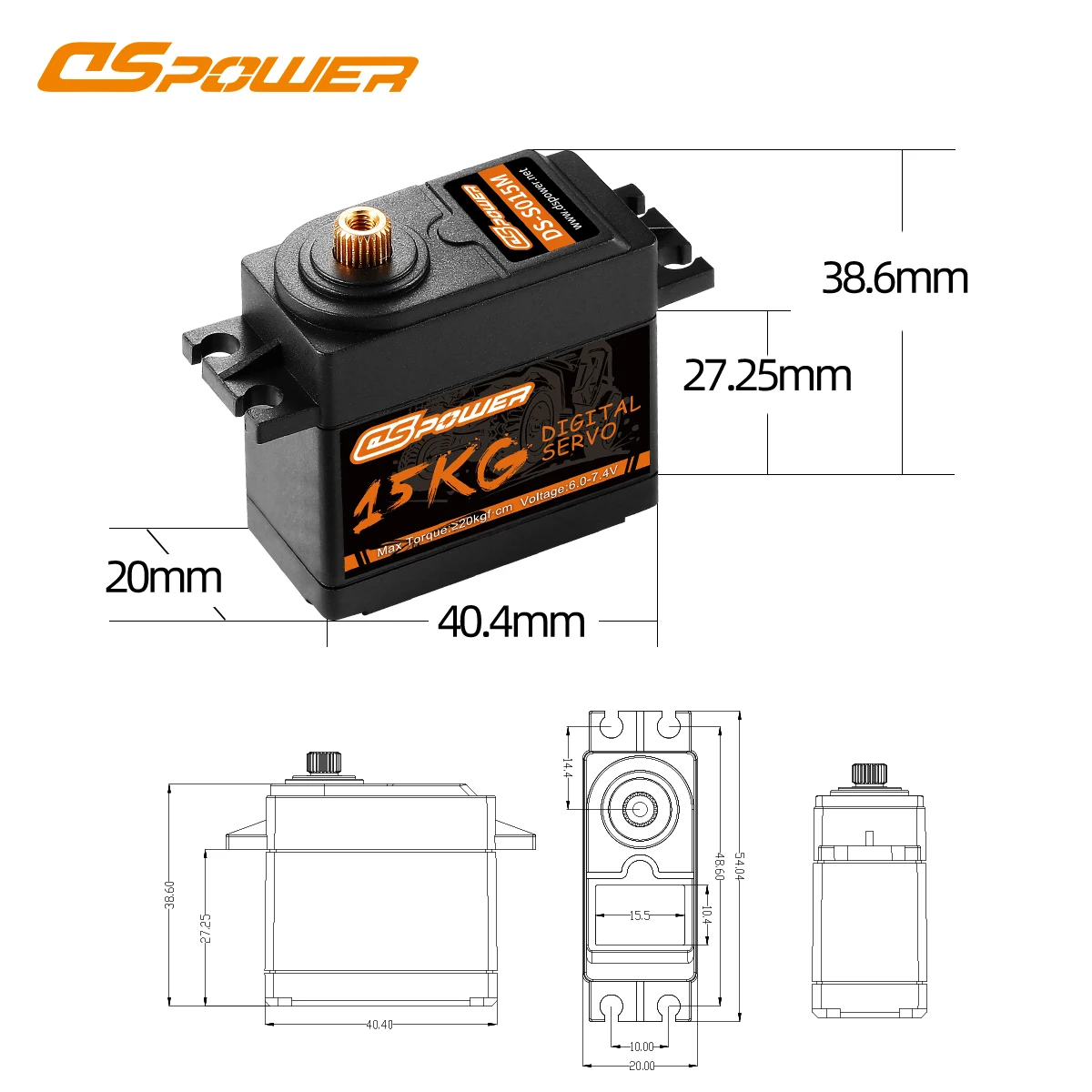 Dspower 15Kg Digital Metal Gear Servos Impermeabili Per 1/8 1/10 Rc Car Tamiya Axail Traxxas Trx4 Toys Rc Boat Droni 24H Consegna