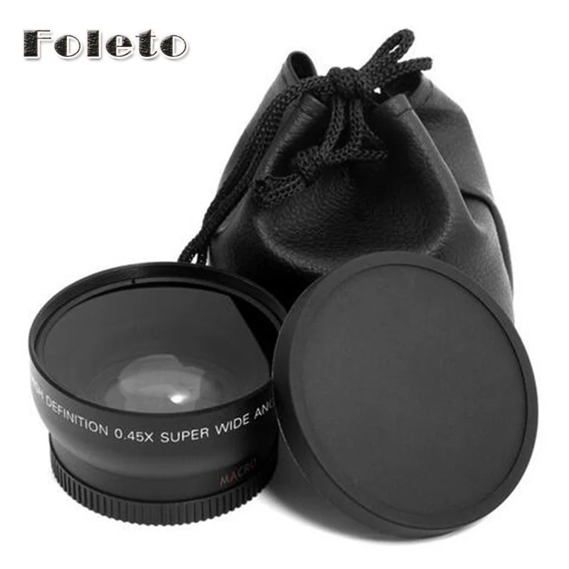 Foleto 52 Millimetri 0.45X Wide Angle & Macro Conversion Lens Anteriore Della Protezione Posteriore Per Canon Ef50/1.8Ii Nikon D3100 D3200 18-55Mm Vr 